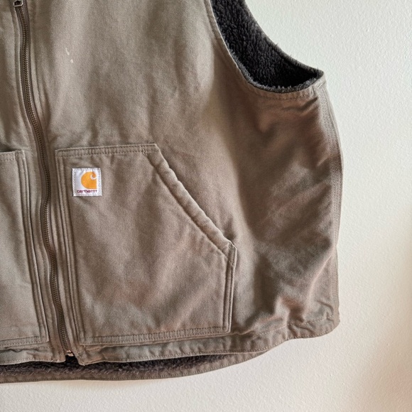 Carhartt Men's Washed Duck Sherpa-Lined Vest 2XL Driftwood - Picture 4 of 13